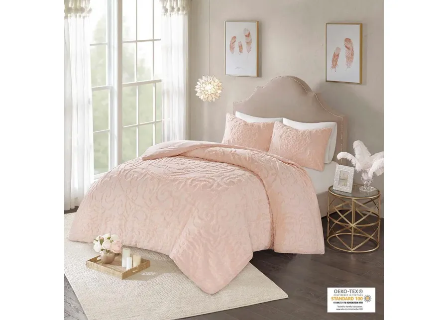 Olliix by Madison Park Blush King/California King Laetitia Tufted Cotton Chenille Medallion Comforter Set