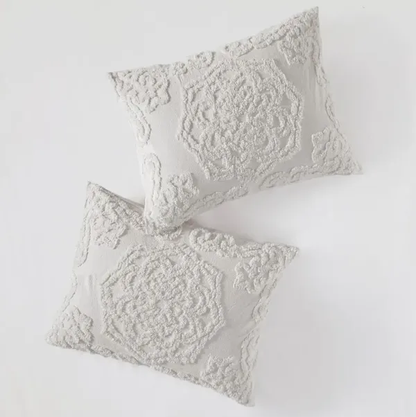 Olliix by Madison Park Grey King/California Laetitia Tufted Cotton Chenille Medallion Comforter Set