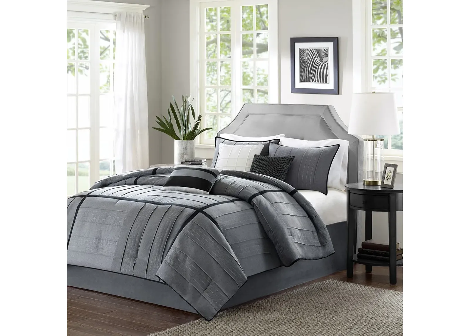 Olliix by Madison Park Bridgeport 7 Piece Grey King Comforter Set