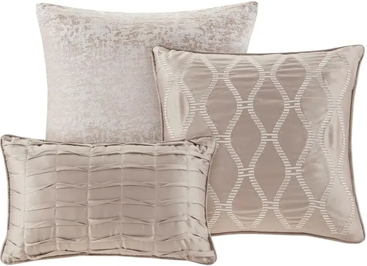 Olliix by Madison Park 7 Piece Taupe King Ava Chenille Jacquard Comforter Set