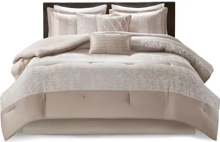 Olliix by Madison Park 7 Piece Taupe California King Ava Chenille Jacquard Comforter Set