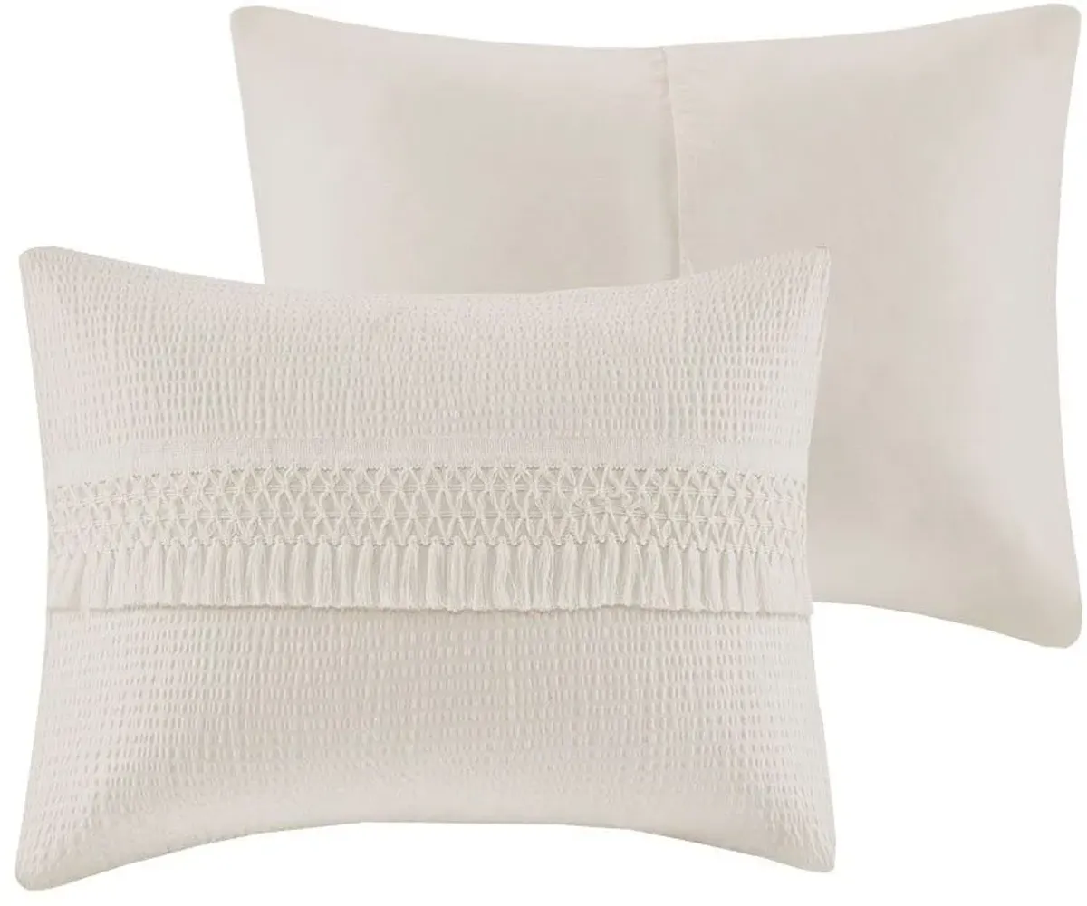 Olliix by Madison Park 3 Piece Ivory Full/Queen Amaya Cotton Seersucker Comforter Set