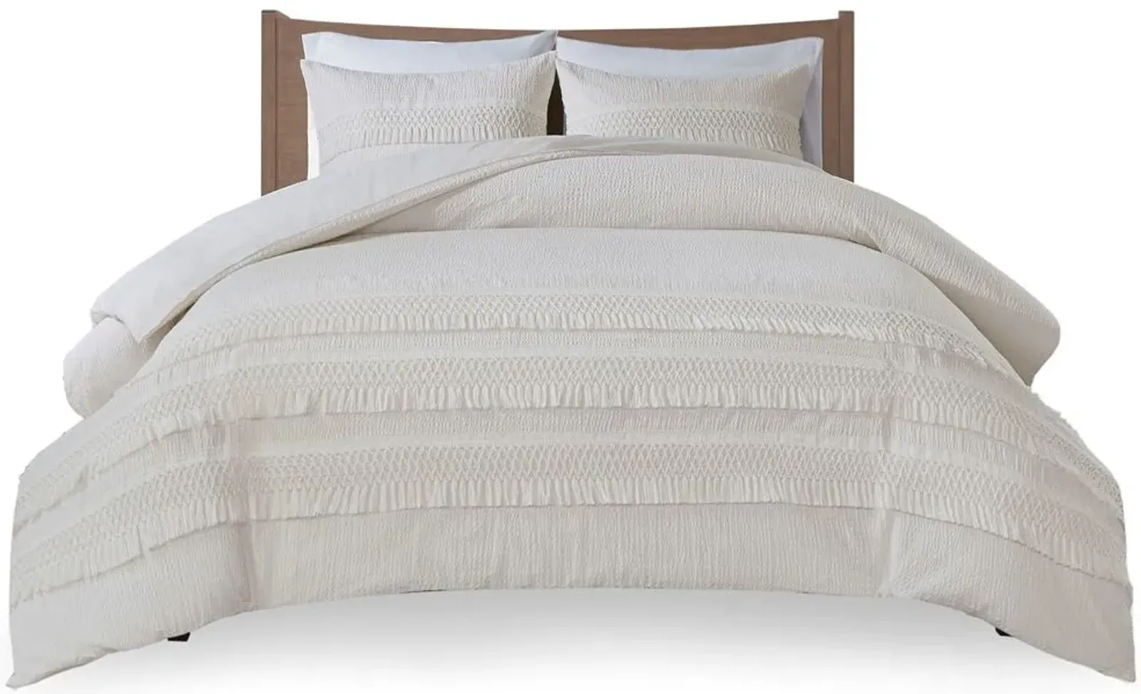 Olliix by Madison Park 3 Piece Ivory King/California King Amaya Cotton Seersucker Comforter Set