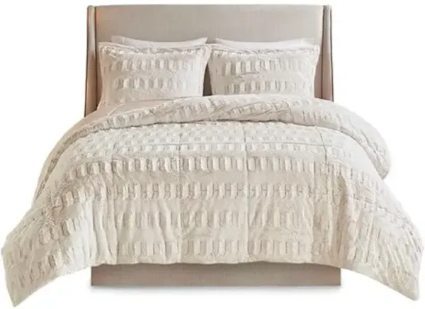 Olliix by Madison Park Gia Blush Twin/Twin XL Back Print Long Fur Comforter Mini Set