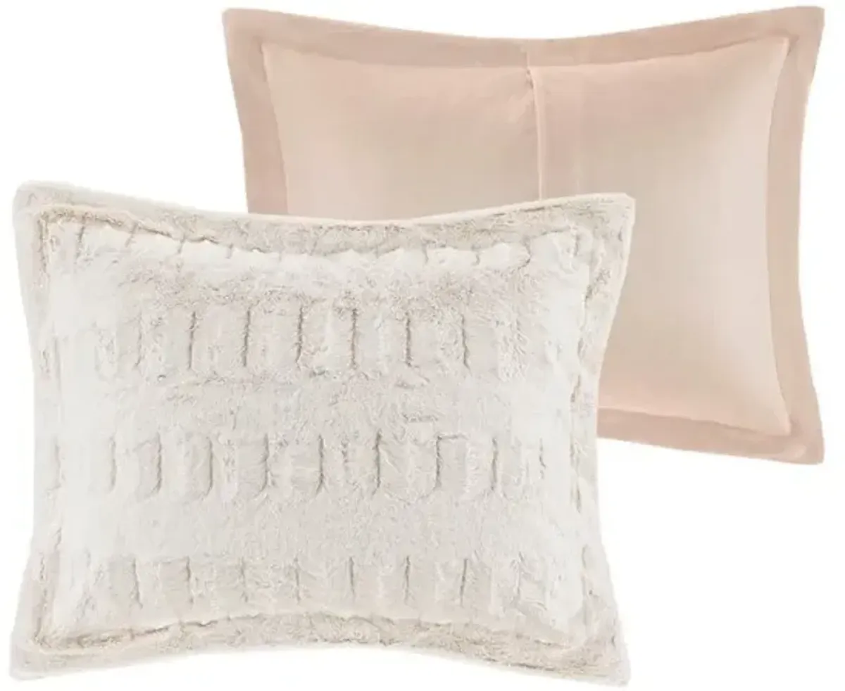 Olliix by Madison Park Gia Blush King/California King Polyester Back Print Long Fur Comforter Set