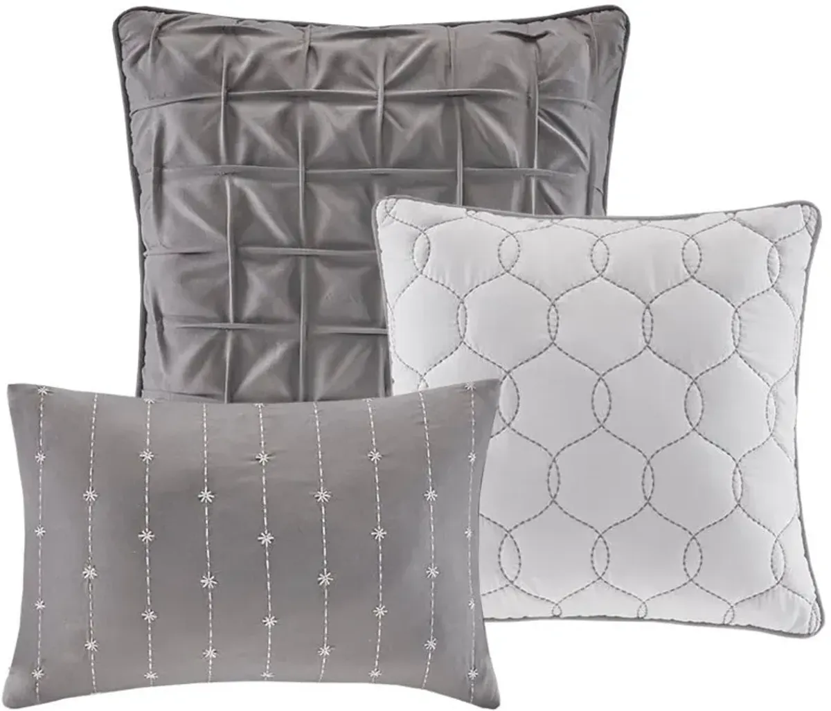 Olliix by Madison Park 7 Piece Grey King Walter Printed Seersucker Comforter Set