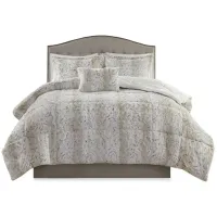 Olliix by Madison Park Zuri Snow Leopard Full/Queen Faux Fur Comforter Set