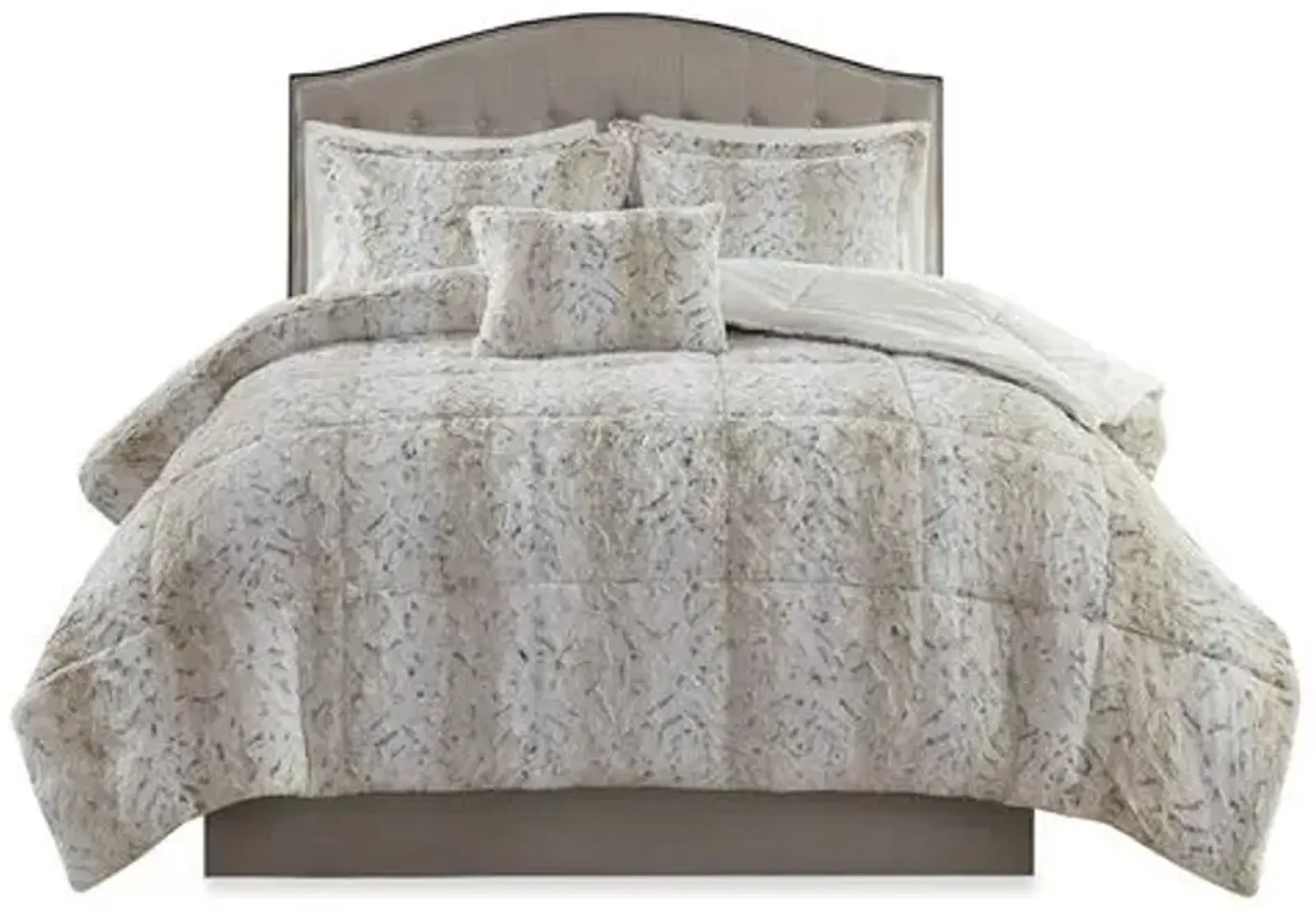 Olliix by Madison Park Zuri Snow Leopard Full/Queen Faux Fur Comforter Set