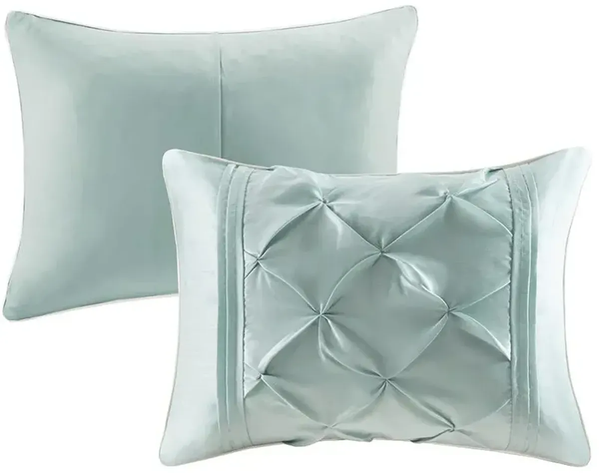 Olliix by Madison Park Laurel 7 Piece Seafoam Queen Tufted Comforter Set