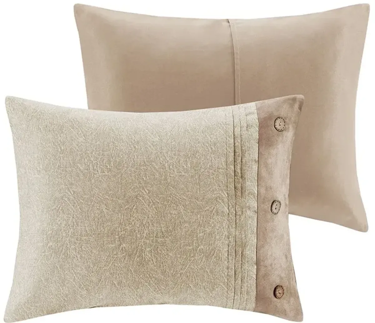 Olliix by Madison Park Boone 7 Piece Tan King Faux Suede Comforter Set