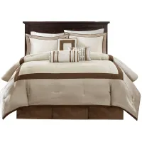 Olliix by Madison Park Genevieve 7 Pieces Brown and Taupe Queen Comforter Set