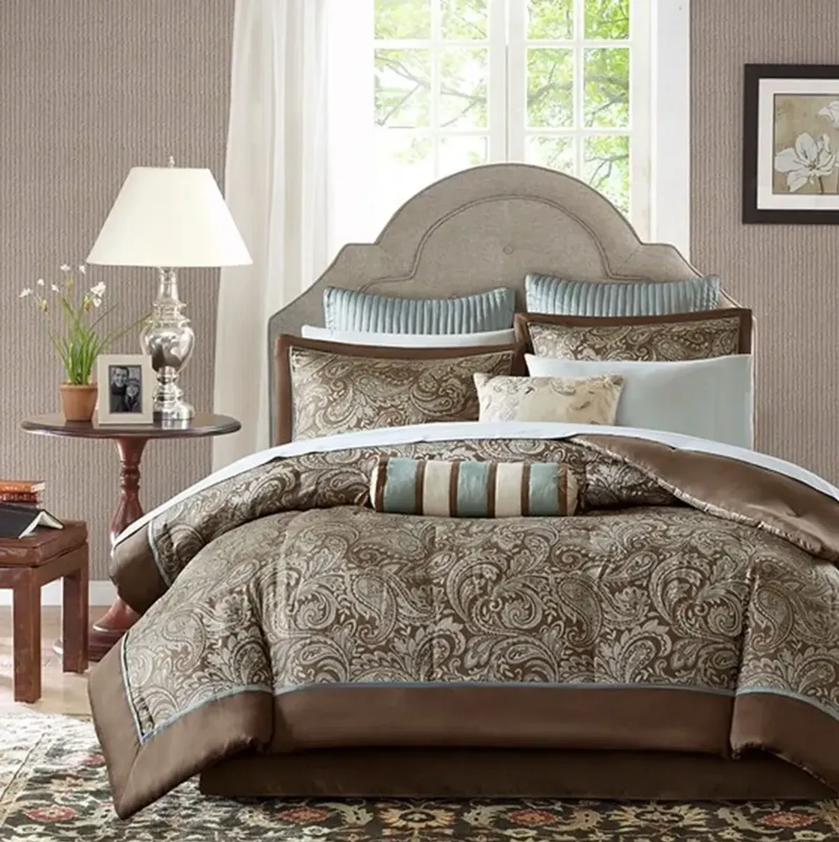 Olliix by Madison Park Blue Full Aubrey 12 Piece Complete Bed Set