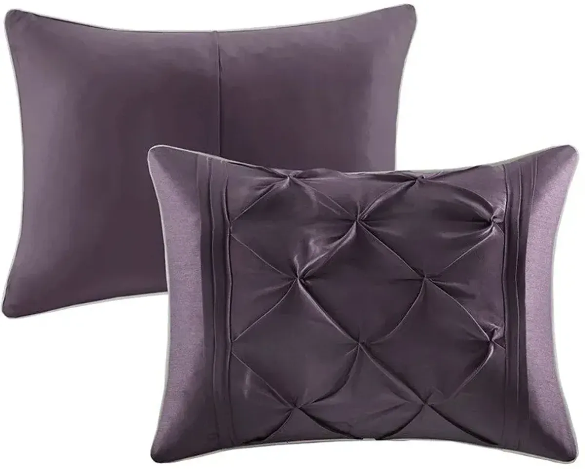 Olliix by Madison Park Laurel 7 Piece Plum Full Tufted Comforter Set