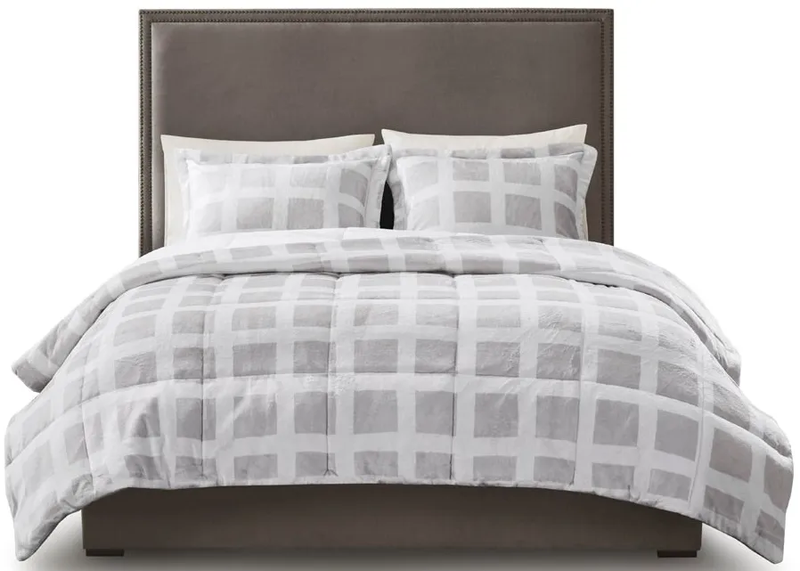 Olliix by Madison Park Mae Grey Full/Queen Plush Comforter Set