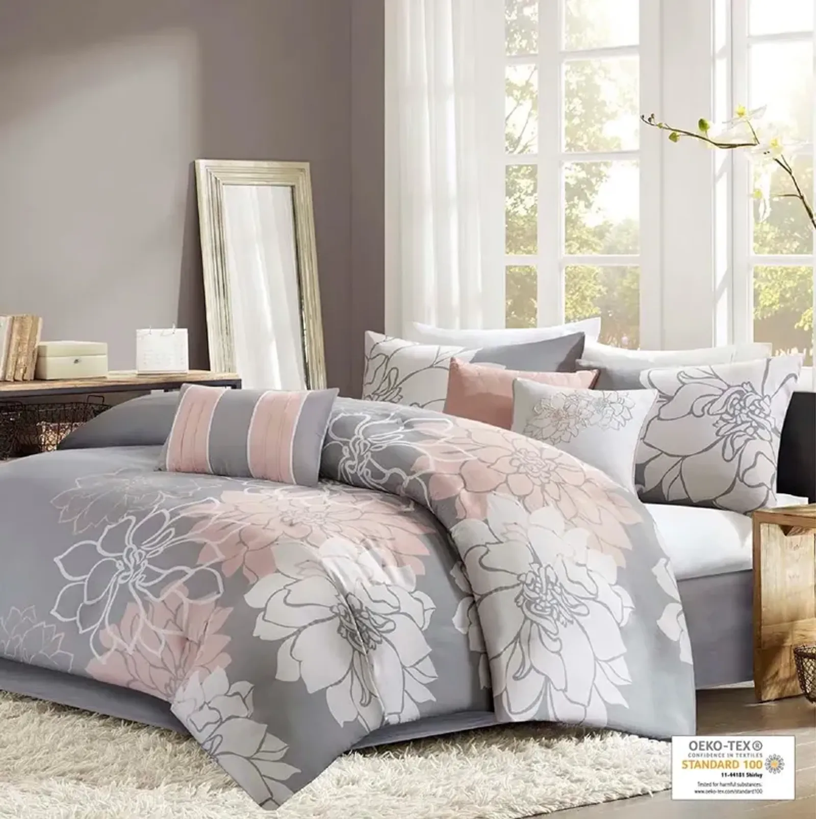 Olliix by Madison Park Lola Blush/Grey Twin/Twin XL Comforter Set