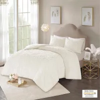 Olliix by Madison Park Ivory Twin/Twin XL Laetitia Tufted Cotton Chenille Medallion Comforter Set