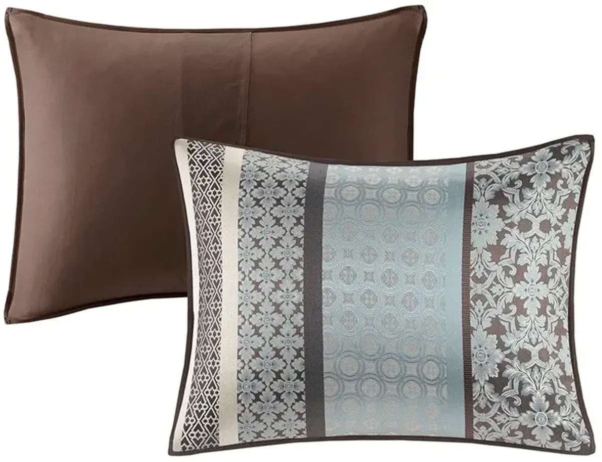 Olliix by Madison Park 7 Piece Blue Queen Princeton Jacquard Comforter Set