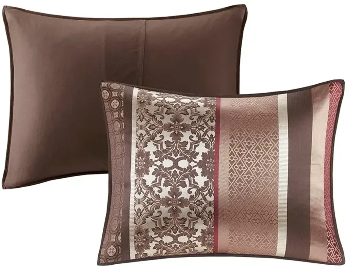 Olliix by Madison Park 7 Piece Red King Princeton Jacquard Comforter Set