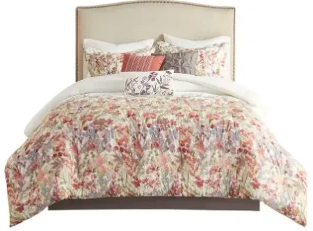 Olliix by Madison Park Mariana 7 Piece Multi Queen Cotton Printed Comforter Set