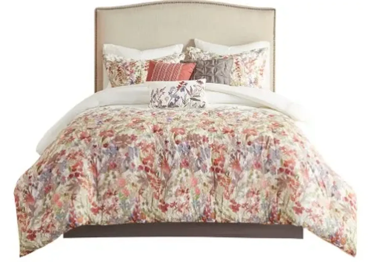 Olliix by Madison Park Mariana 7 Piece Multi King Cotton Printed Comforter Set