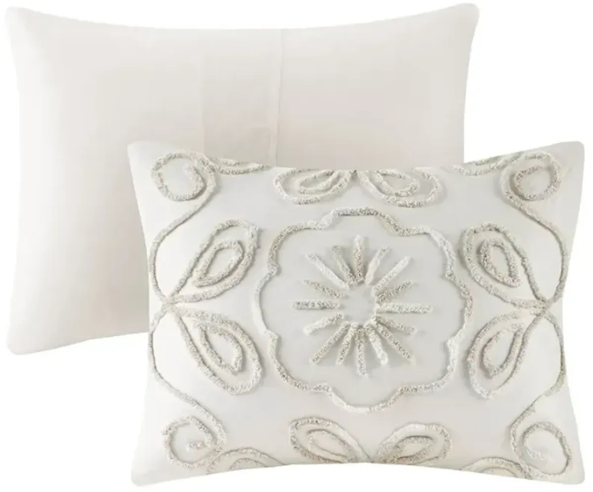 Olliix by Madison Park Violette 3 Piece Ivory and Taupe King/California King Tufted Cotton Chenille Comforter Set