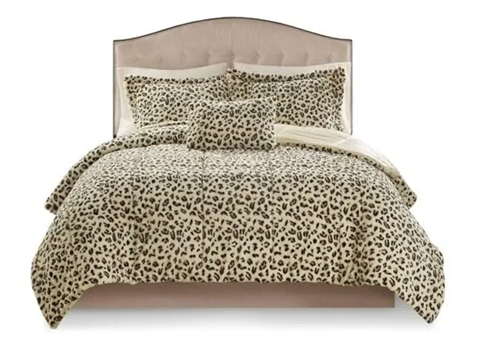 Olliix by Madison Park Zuri Cheetah Full/Queen Faux Fur Comforter Set