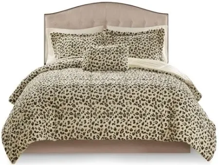 Olliix by Madison Park Zuri Cheetah Full/Queen Faux Fur Comforter Set