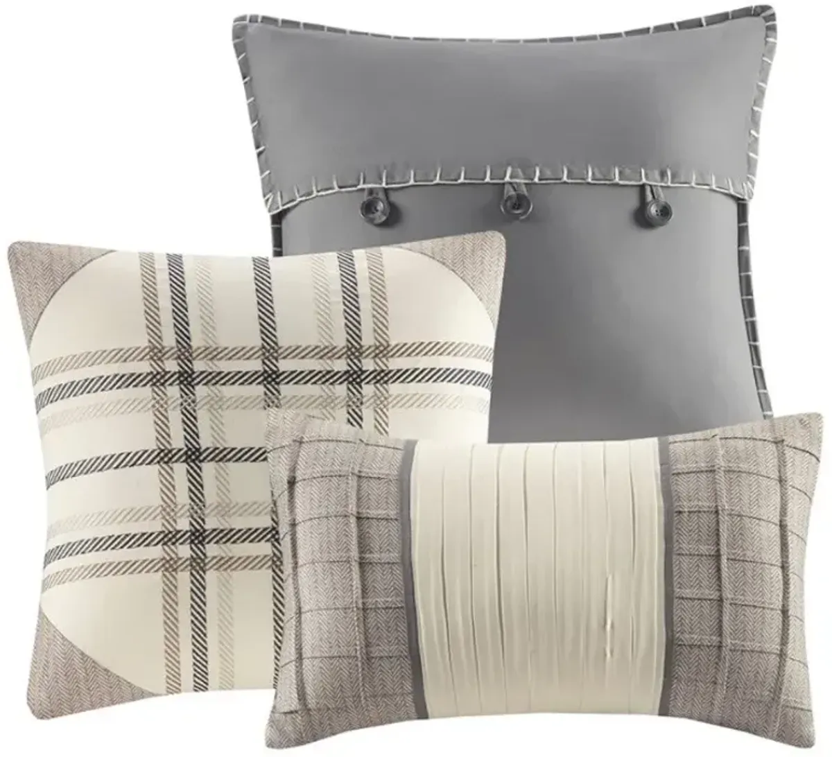 Olliix by Madison Park Ridge 7 Piece Neutral King Herringbone Comforter Set