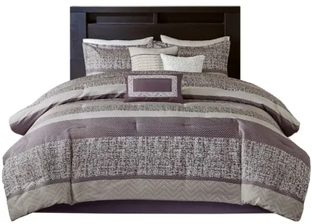 Olliix by Madison Park Rhapsody 7 Piece Purple King Jacquard Comforter Set