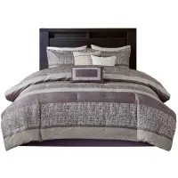 Olliix by Madison Park Rhapsody 7 Piece Purple California King Jacquard Comforter Set