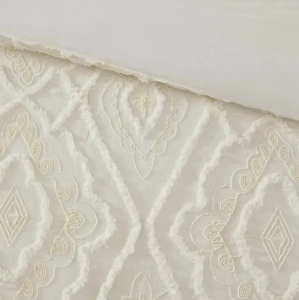 Olliix by Madison Park Margot 3 Piece Cotton White Full/Queen Comforter Set