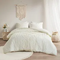 Olliix by Madison Park Margot 3 Piece Cotton White Full/Queen Comforter Set