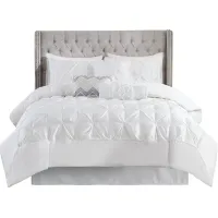 Olliix by Madison Park Laurel 7 Piece White Queen Tufted Comforter Set