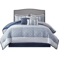 Olliix by Madison Park Bennett 7 Piece Navy Queen Jacquard Comforter Set