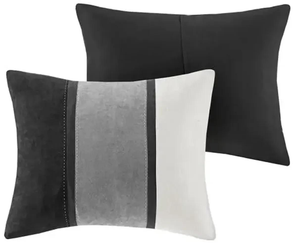 Olliix by Madison Park Palisades Black Queen Seven Piece Faux Suede Comforter Set