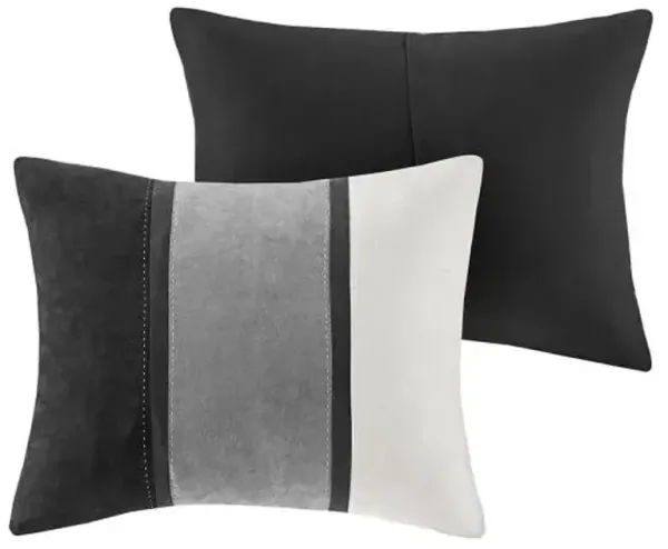 Olliix by Madison Park Palisades Black Queen Seven Piece Faux Suede Comforter Set