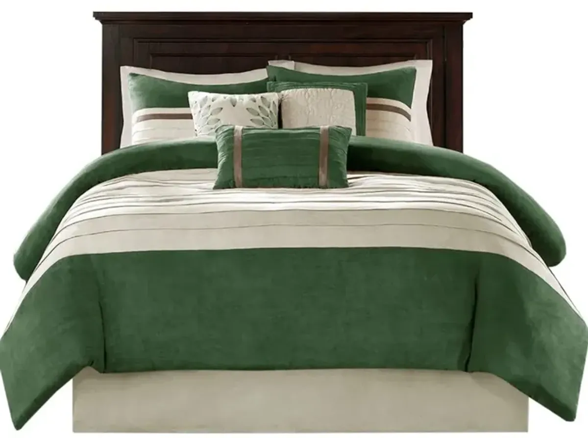 Olliix by Madison Park Palmer 7 Piece Green Queen Comforter Set