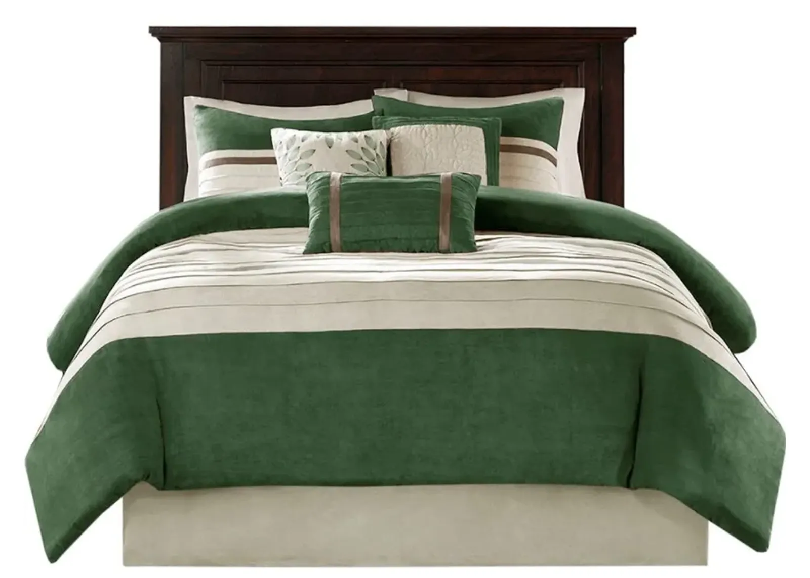 Olliix by Madison Park Palmer 7 Piece Green Queen Comforter Set