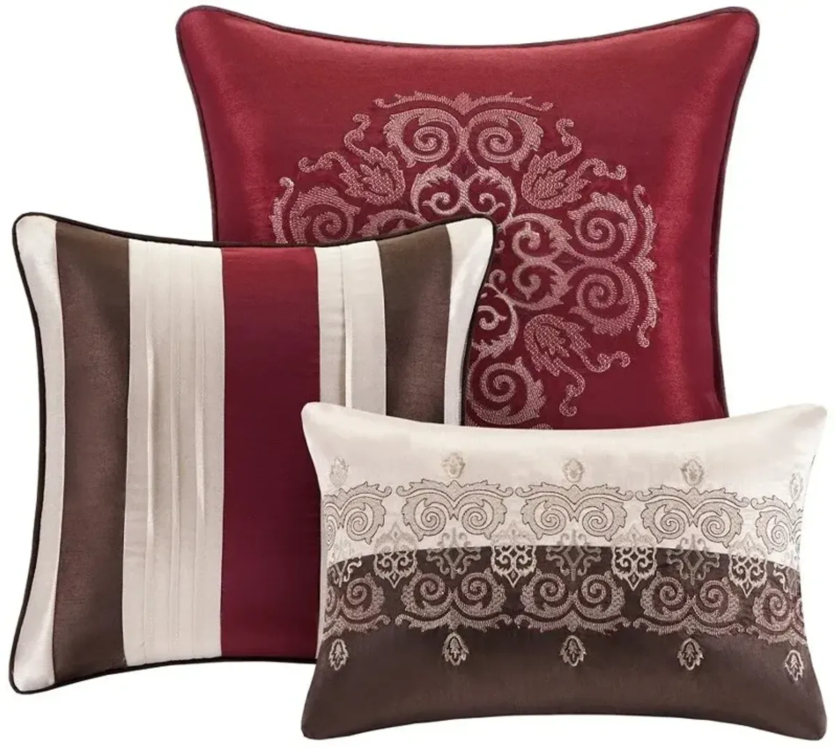 Olliix by Madison Park 7 Piece Red King Donovan Jacquard Comforter Set