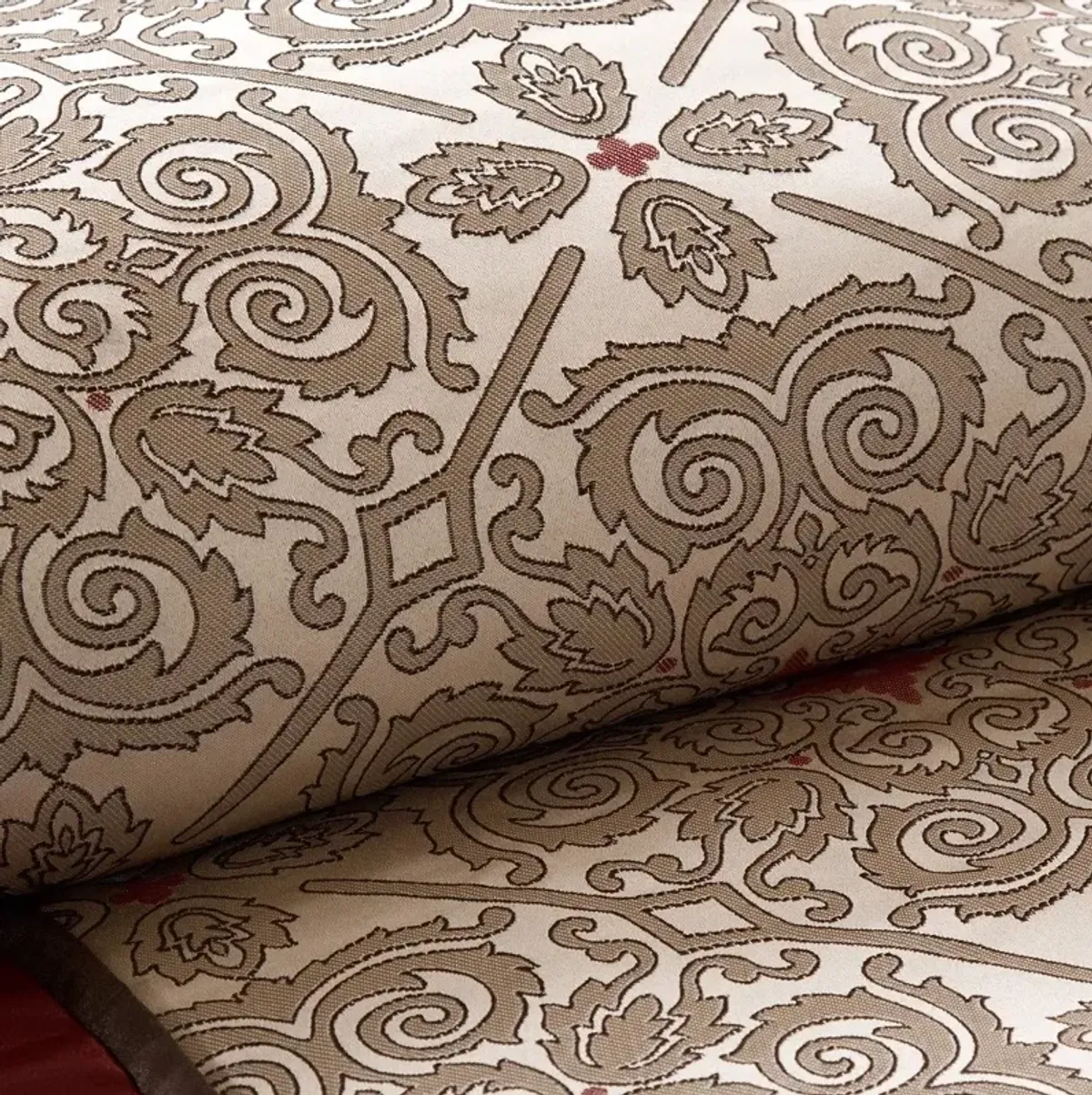 Olliix by Madison Park 7 Piece Red King Donovan Jacquard Comforter Set