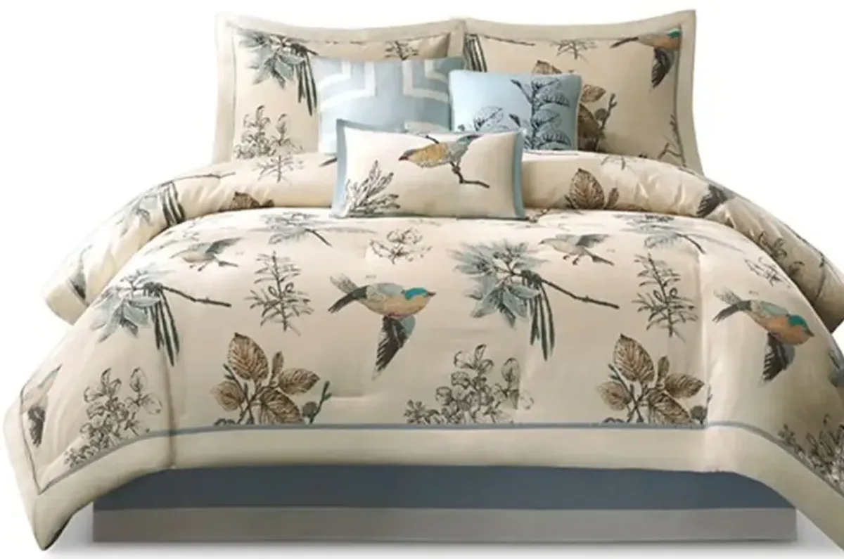 Olliix by Madison Park Khaki King Quincy 7 Piece Comforter Set