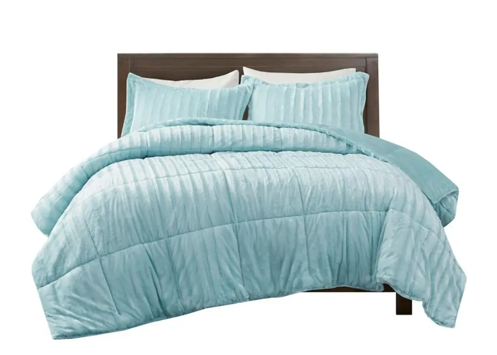 Olliix by Madison Park Duke Aqua King/California King Faux Fur Comforter Mini Set