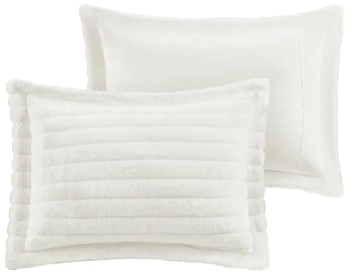 Olliix by Madison Park Amara Ivory King/California King Faux Fur Comforter Set