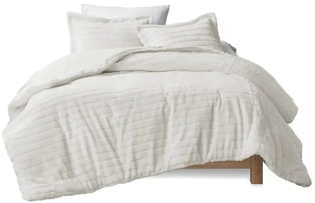 Olliix by Madison Park Amara Ivory King/California King Faux Fur Comforter Set