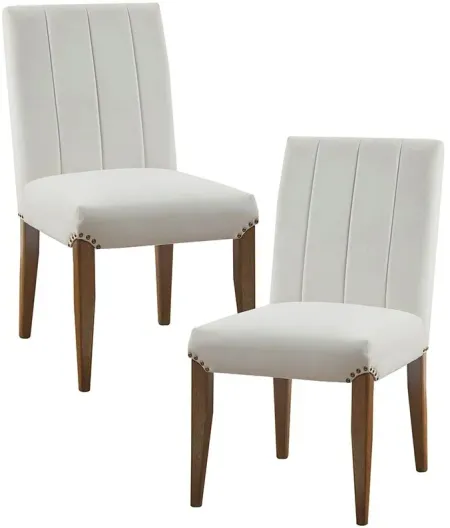 Olliix by Madison Park Audrey Set of 2 Cream Channel Tufting Dining Chair