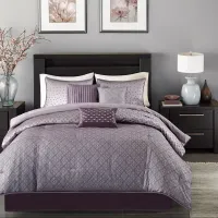 Olliix by Madison Park Biloxi 7 Piece Purple Queen Comforter Set