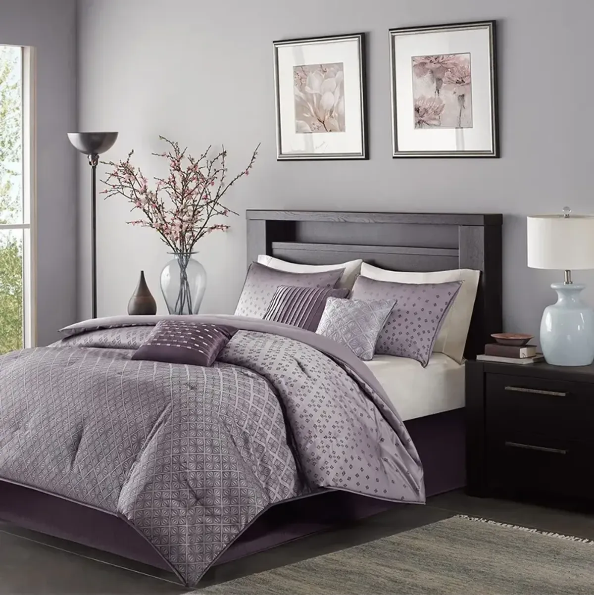 Olliix by Madison Park Biloxi 7 Piece Purple California King Comforter Set