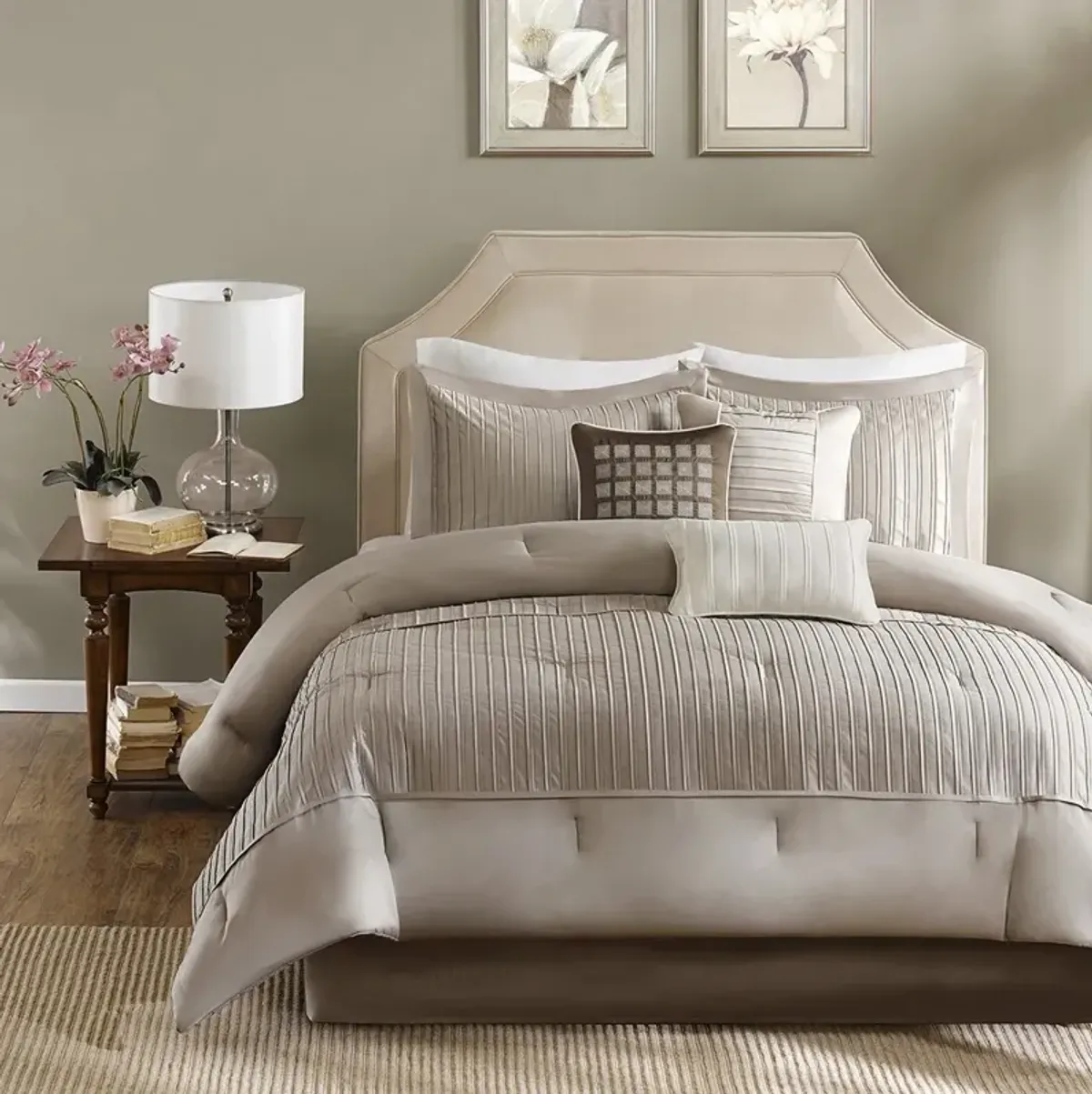 Olliix by Madison Park Trinity 7 Piece Taupe California King Comforter Set