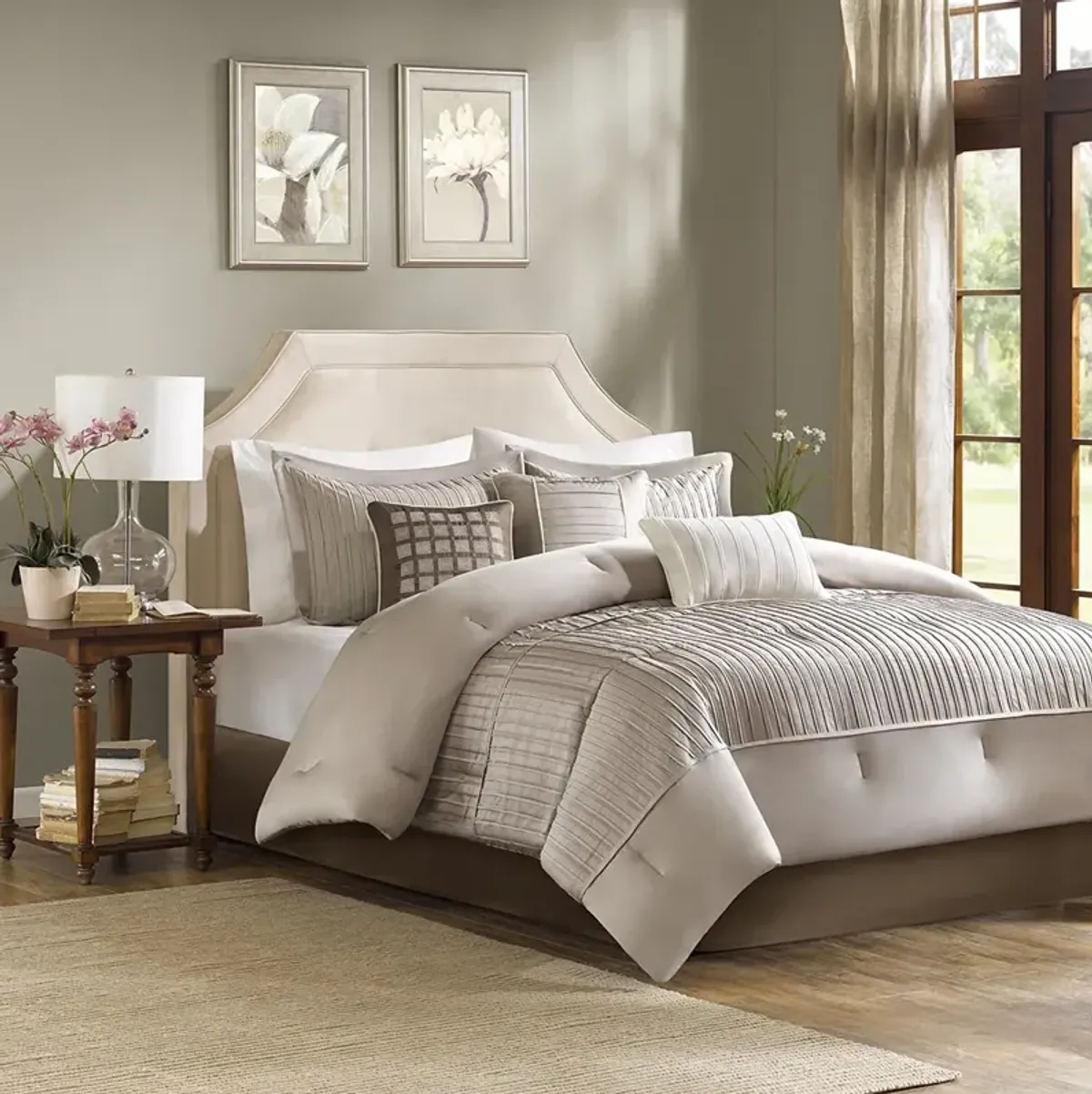 Olliix by Madison Park Trinity 7 Piece Taupe California King Comforter Set