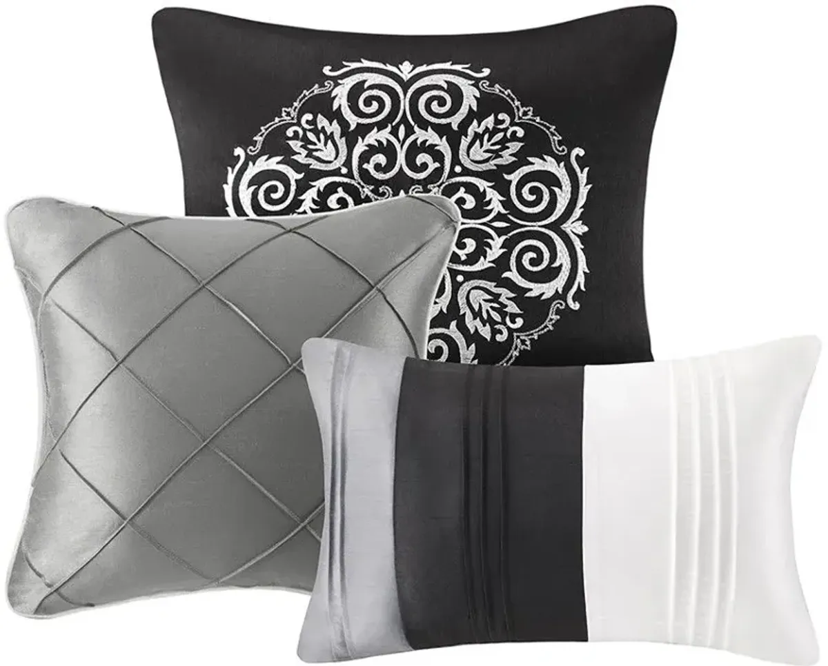 Olliix by Madison Park 7 Piece Grey Queen Blaire Comforter Set
